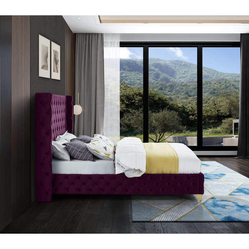 Meridian Savan Purple Velvet Full Bed IMAGE 11