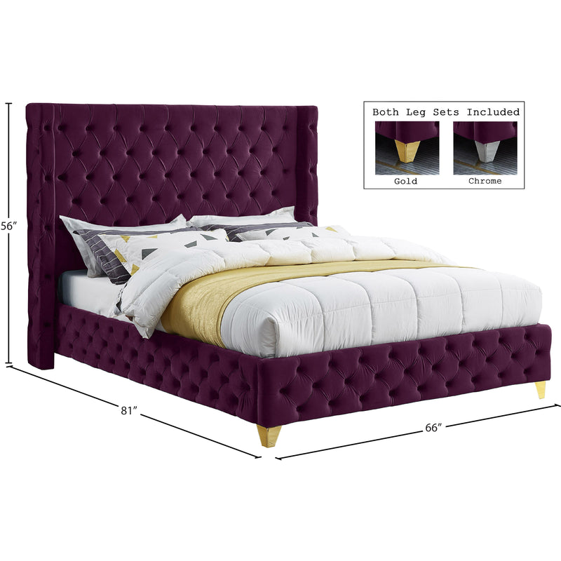 Meridian Savan Purple Velvet Full Bed IMAGE 15