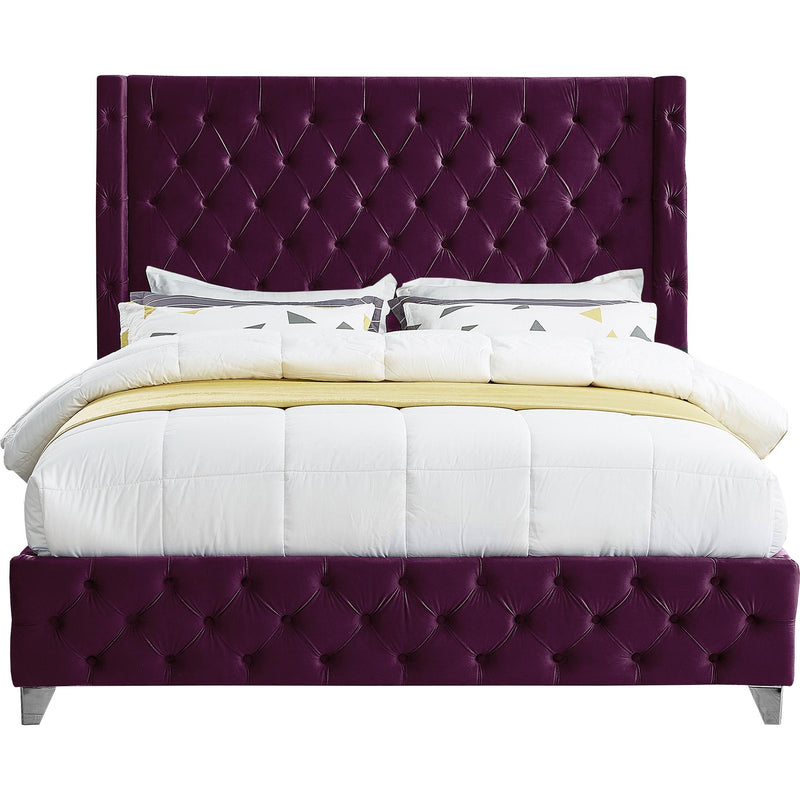 Meridian Savan Purple Velvet Full Bed IMAGE 6