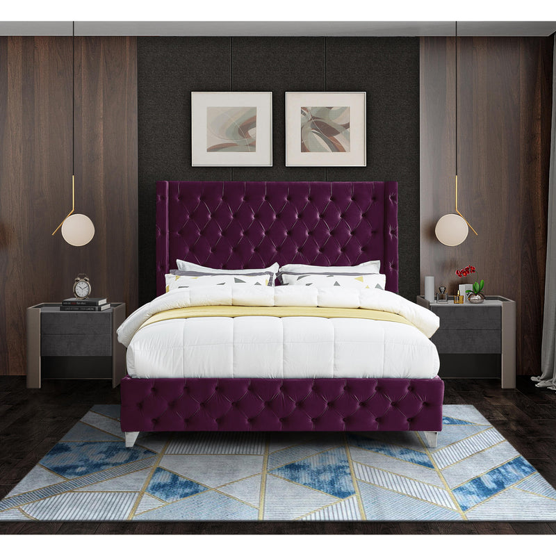 Meridian Savan Purple Velvet Full Bed IMAGE 8
