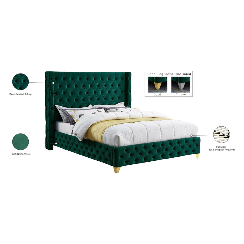 Meridian Savan Green Velvet King Bed IMAGE 16
