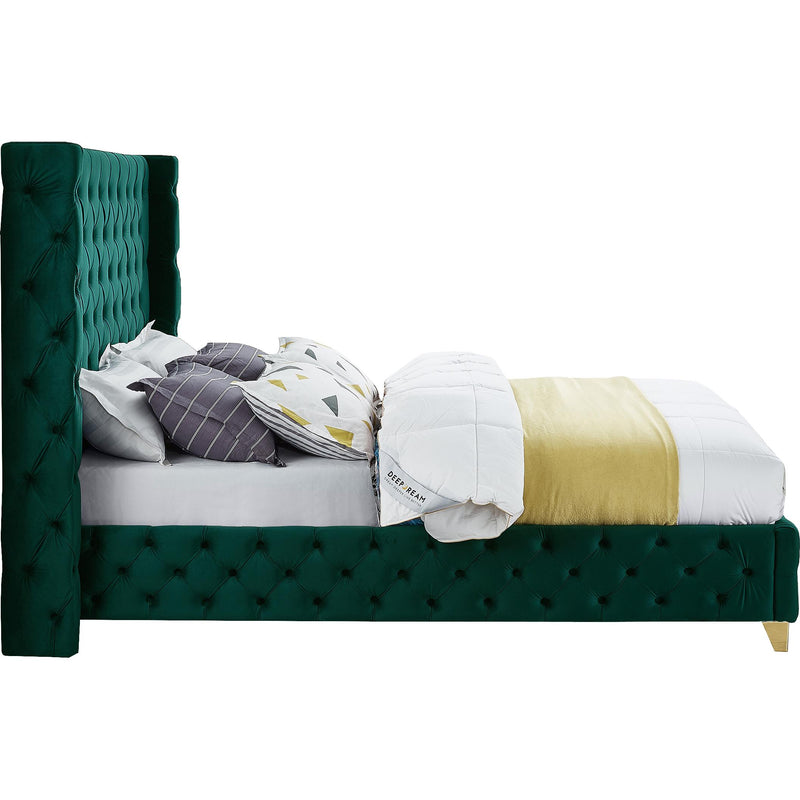 Meridian Savan Green Velvet King Bed IMAGE 9
