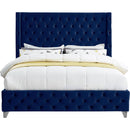 Meridian Savan Navy Velvet King Bed IMAGE 6