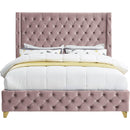 Meridian Savan Pink Velvet King Bed IMAGE 5