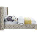 Meridian Savan Cream Velvet Queen Bed IMAGE 9