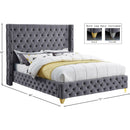 Meridian Savan Grey Velvet Queen Bed IMAGE 15