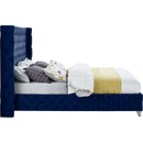 Meridian Savan Navy Velvet Queen Bed IMAGE 10