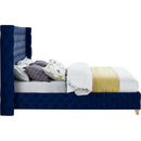 Meridian Savan Navy Velvet Queen Bed IMAGE 9