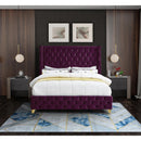 Meridian Savan Purple Velvet Queen Bed IMAGE 7