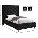 Meridian Savan Black Velvet Twin Bed IMAGE 5