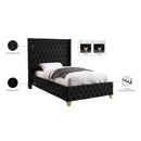 Meridian Savan Black Velvet Twin Bed IMAGE 6