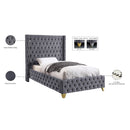 Meridian Savan Grey Velvet Twin Bed IMAGE 6