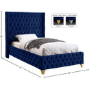 Meridian Savan Navy Velvet Twin Bed IMAGE 5