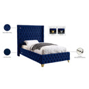 Meridian Savan Navy Velvet Twin Bed IMAGE 6