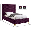 Meridian Savan Purple Velvet Twin Bed IMAGE 5