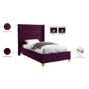 Meridian Savan Purple Velvet Twin Bed IMAGE 6
