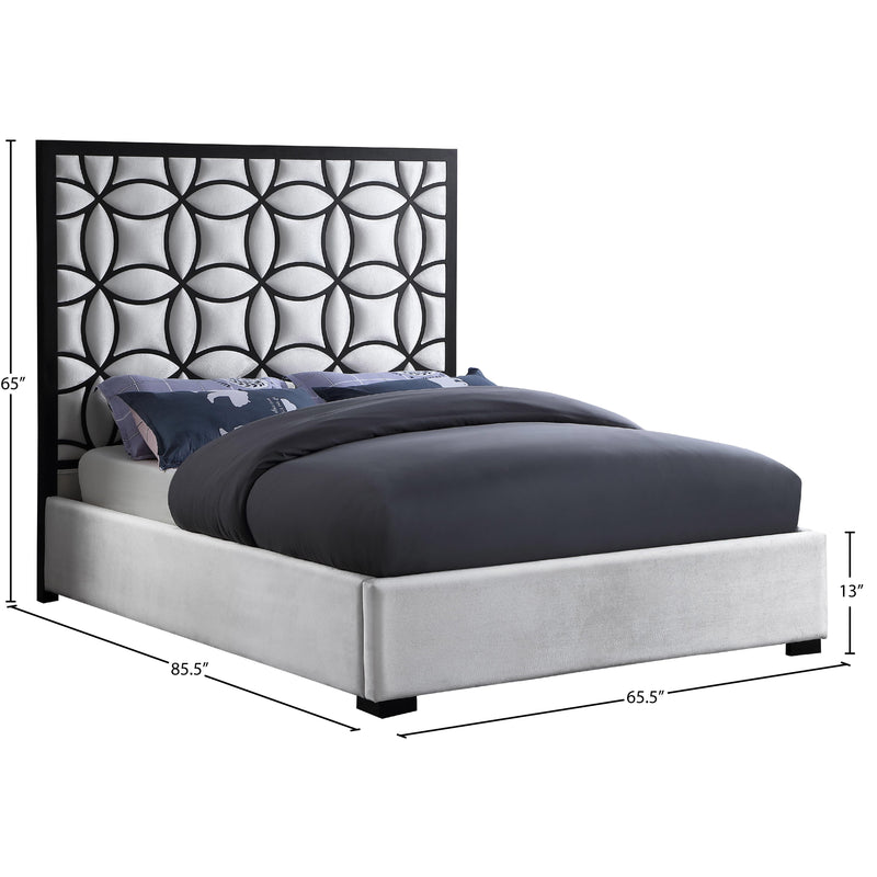 Meridian Taj White Velvet Queen Bed IMAGE 6