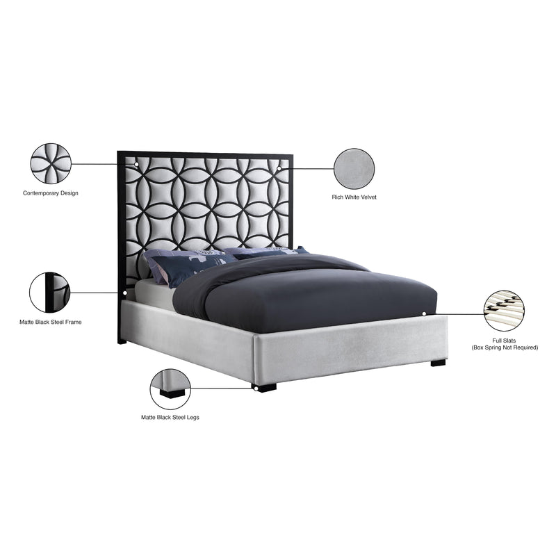 Meridian Taj White Velvet Queen Bed IMAGE 7