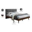 Meridian Vance Grey Linen Textured Fabric King Bed (3 Boxes) IMAGE 10