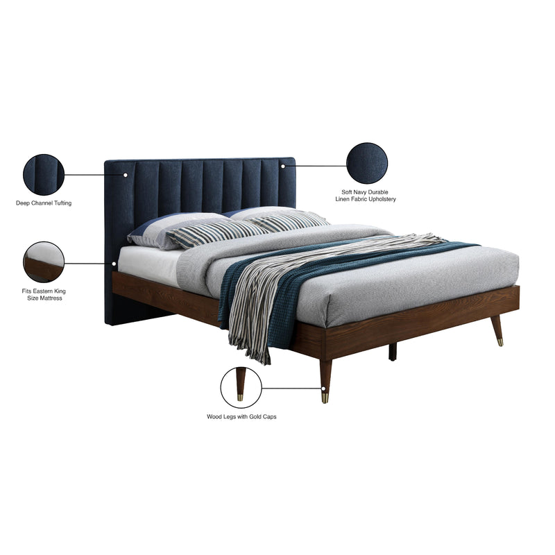 Meridian Vance Navy Linen Textured Fabric King Bed (3 Boxes) IMAGE 10