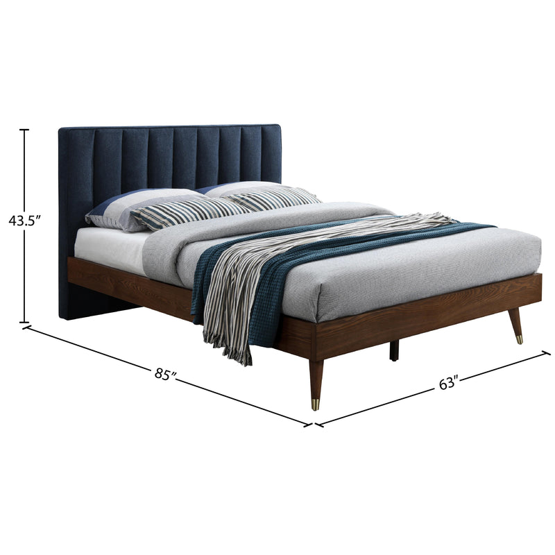 Meridian Vance Navy Linen Textured Fabric Queen Bed (3 Boxes) IMAGE 9