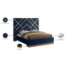 Meridian Vector Navy Velvet King Bed IMAGE 6