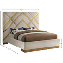 Meridian Vector Cream Velvet Queen Bed IMAGE 5