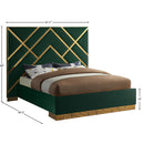 Meridian Vector Green Velvet Queen Bed IMAGE 5
