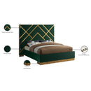 Meridian Vector Green Velvet Queen Bed IMAGE 6