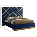 Meridian Vector Navy Velvet Queen Bed IMAGE 5