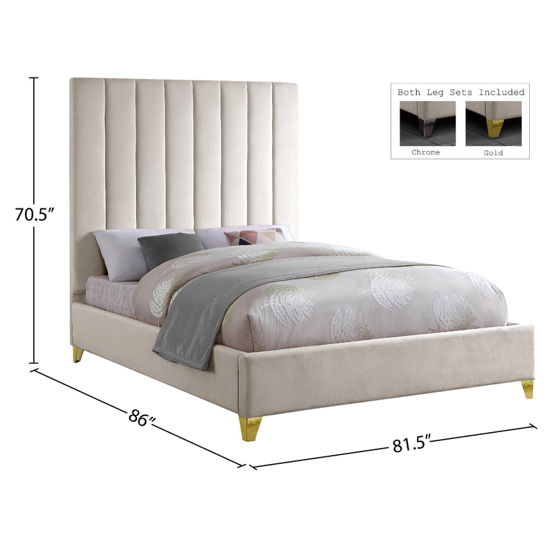 Meridian Via Cream Velvet King Bed IMAGE 9