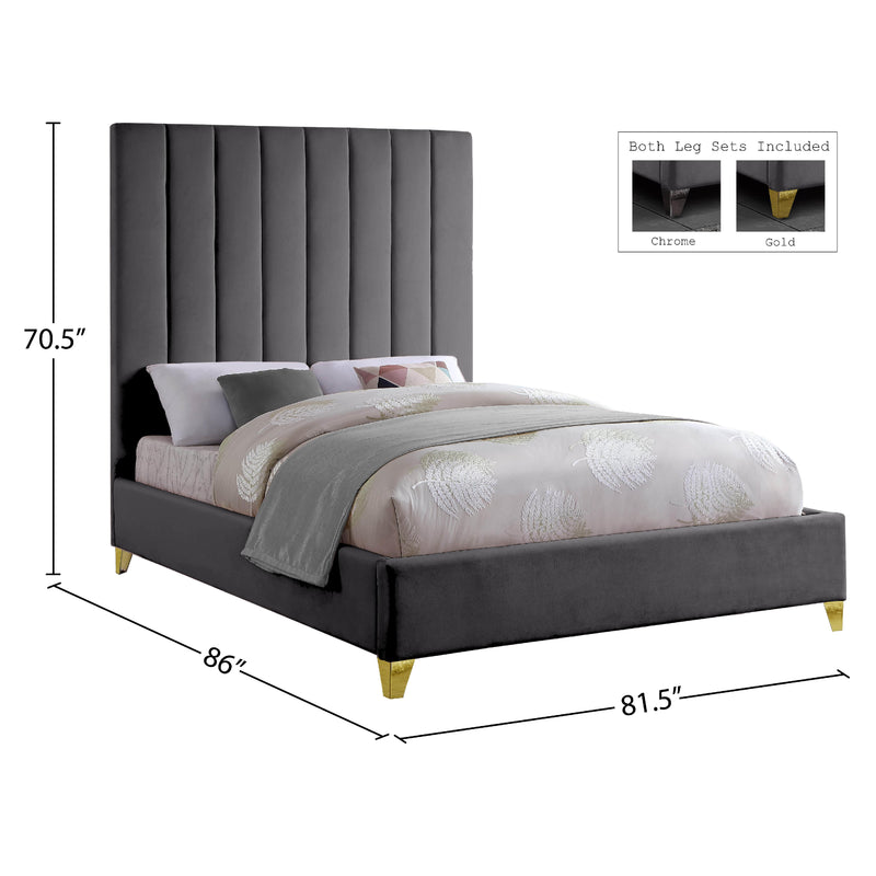 Meridian Via Grey Velvet King Bed IMAGE 9