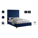Meridian Via Navy Velvet King Bed IMAGE 10