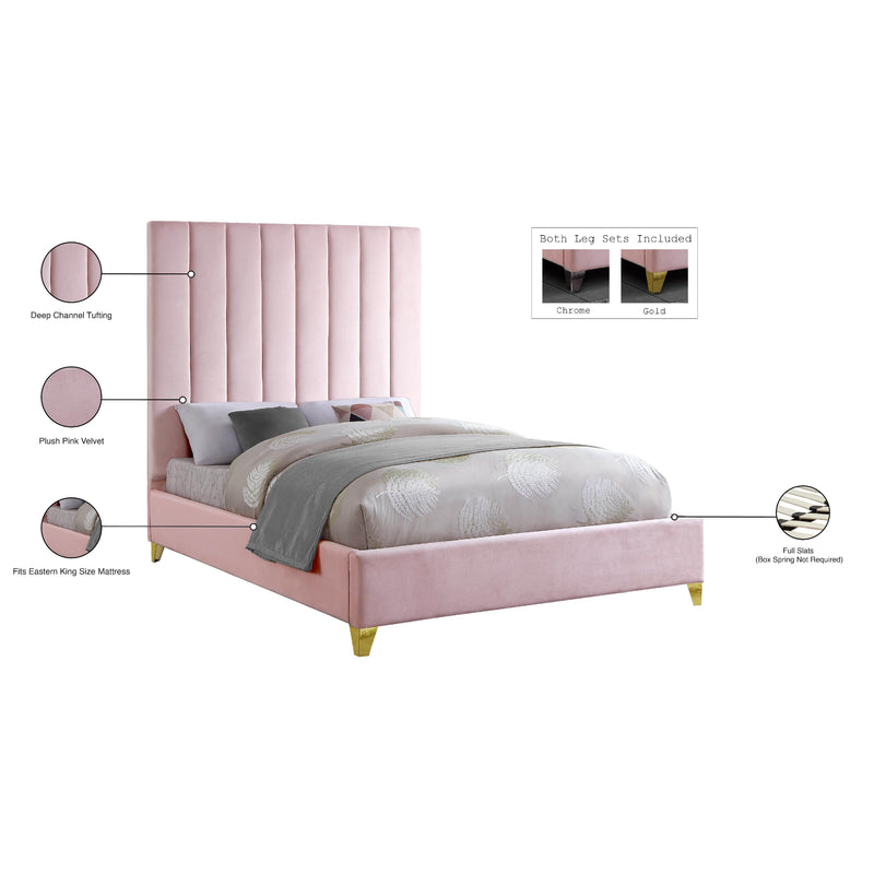 Meridian Via Pink Velvet King Bed IMAGE 10