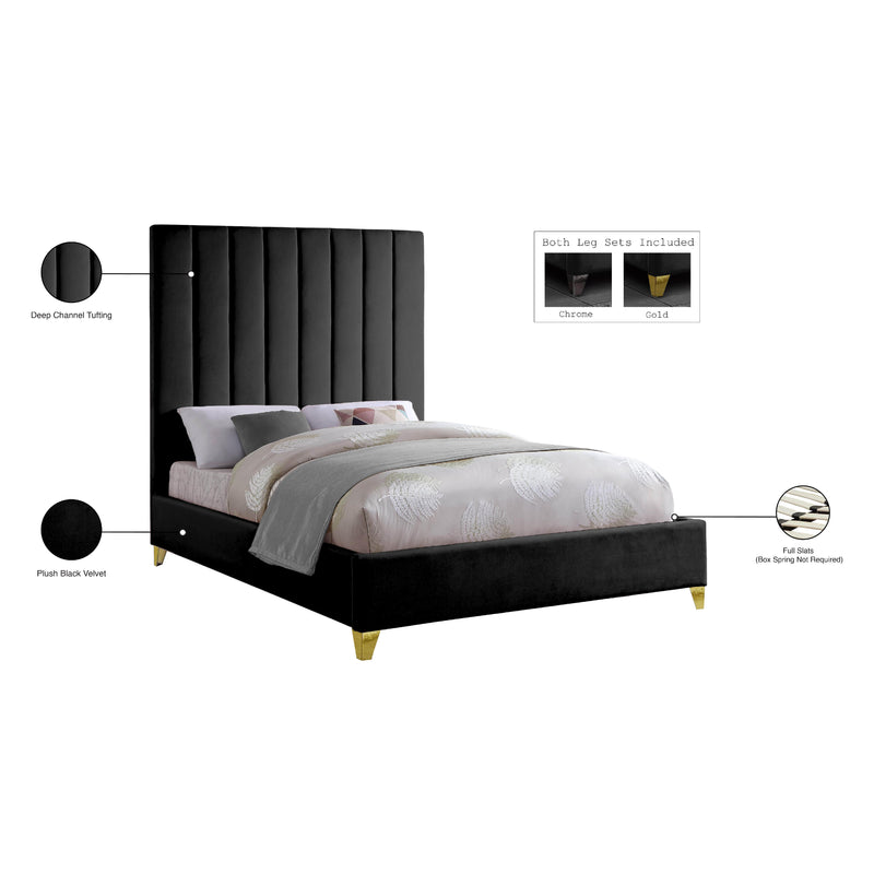 Meridian Via Black Velvet Queen Bed IMAGE 10