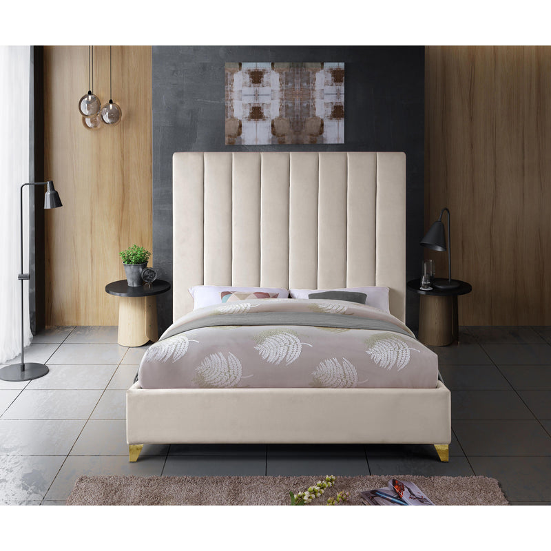 Meridian Via Cream Velvet Queen Bed IMAGE 8