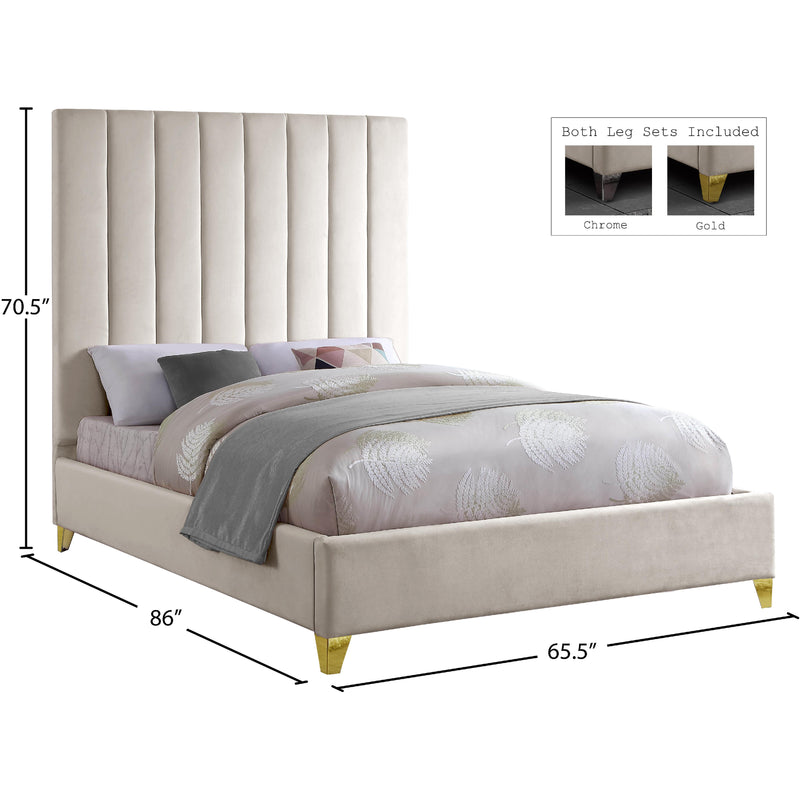 Meridian Via Cream Velvet Queen Bed IMAGE 9