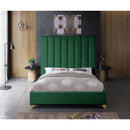 Meridian Via Green Velvet Queen Bed IMAGE 8