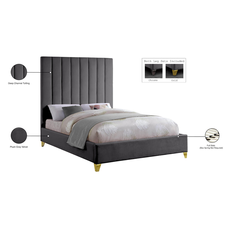 Meridian Via Grey Velvet Queen Bed IMAGE 10