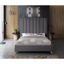 Meridian Via Grey Velvet Queen Bed IMAGE 8