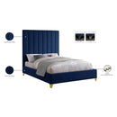 Meridian Via Navy Velvet Queen Bed IMAGE 10