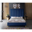 Meridian Via Navy Velvet Queen Bed IMAGE 8