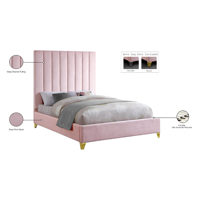 Meridian Via Pink Velvet Queen Bed IMAGE 10