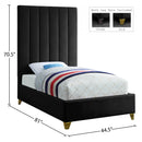 Meridian Via Black Velvet Twin Bed IMAGE 5