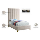 Meridian Via Cream Velvet Twin Bed IMAGE 6