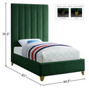 Meridian Via Green Velvet Twin Bed IMAGE 5