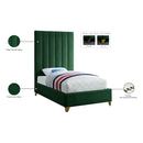 Meridian Via Green Velvet Twin Bed IMAGE 6