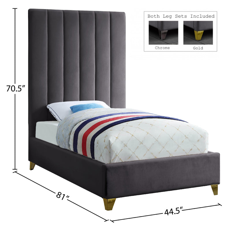 Meridian Via Grey Velvet Twin Bed IMAGE 5
