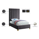 Meridian Via Grey Velvet Twin Bed IMAGE 6