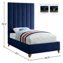 Meridian Via Navy Velvet Twin Bed IMAGE 5